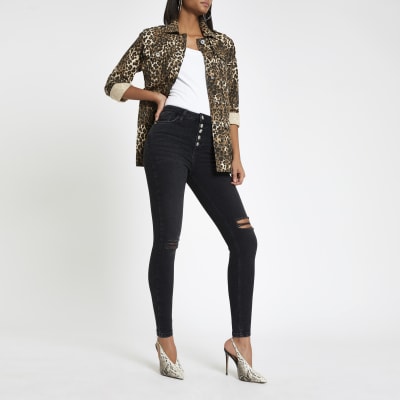 Hailey - Zwarte jeans met hoge taille