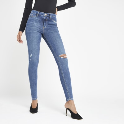 Mid blue Molly ripped jeggings