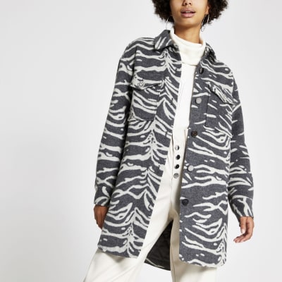 Grijs overshirt met zebraprint