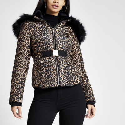 river island leopard print coat