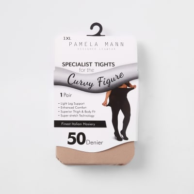 Beige plus size panty van 50 denier