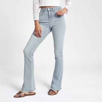 Light blue high rise bootcut flared jeans | River Island