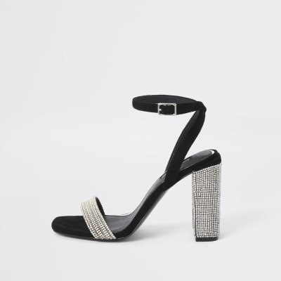 river island black lace up heels