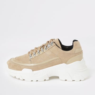 Grobe Hiking-Sneaker in Beige