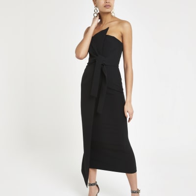 Rose satin cut out side bodycon dress