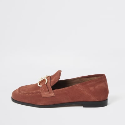 Oranje leren loafers