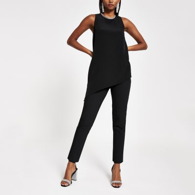 Zwarte asymmetrische tanktop