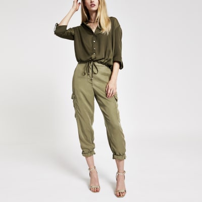 Langarmhemd in Khaki