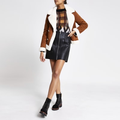 Zwarte bikerrok van imitatieleer