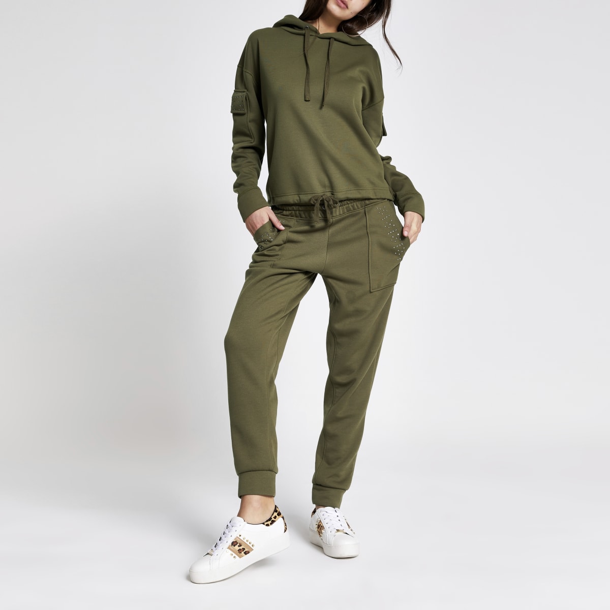Khaki diamante joggers