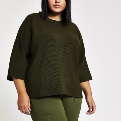 Plus – T-Shirt in Khaki