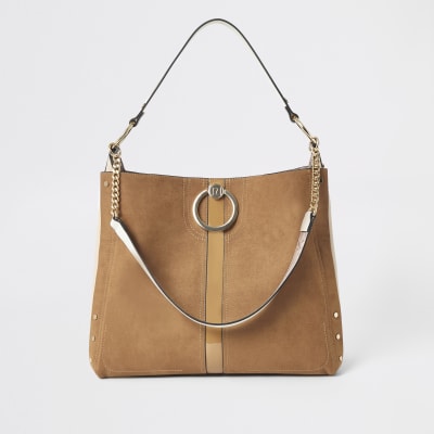 Beuteltasche in dunklem Beige
