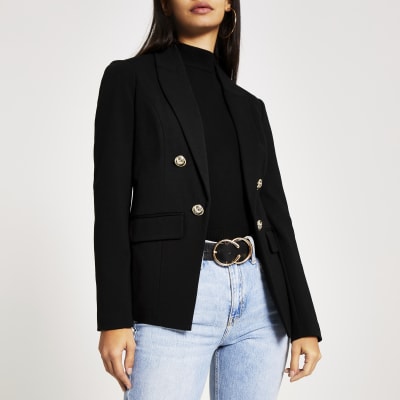Zwarte jersey blazer van ponte-stof