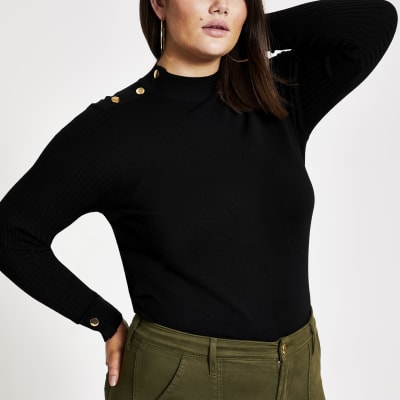 Plus – Schwarzer Rollkragenpullover