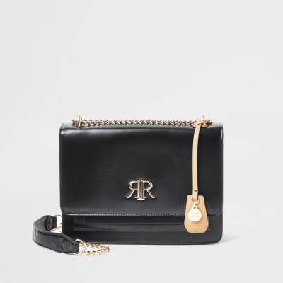 Schwarze Satchel-Tasche