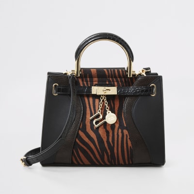 Bruine crossbodytas met tijgerprint