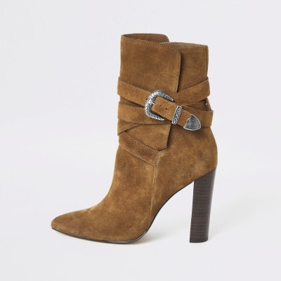 Braune Western-Stiefel aus Wildleder