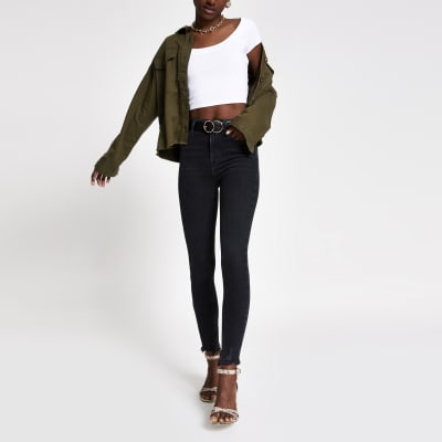 Hailey - Zwarte jeans met hoge taille