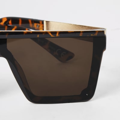 Brown tortoiseshell flat top sunglasses