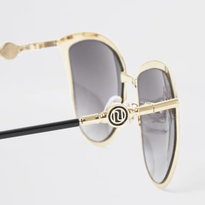 Black enamel lens glam sunglasses