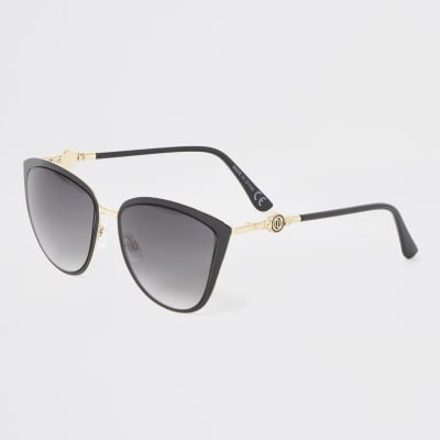 Black enamel lens glam sunglasses