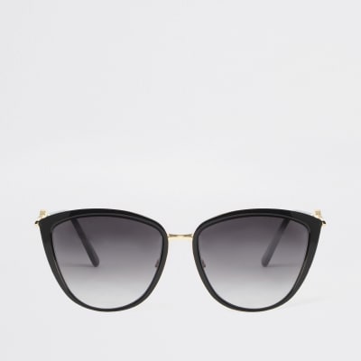 Black enamel lens glam sunglasses