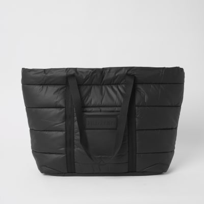 Hunter Originals – Gesteppte Tote Bag in Schwarz