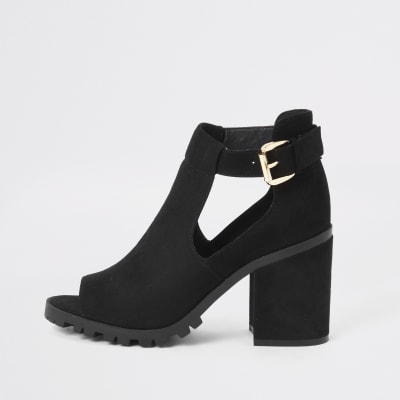 Schwarze Shoe Boots mit Schnallen