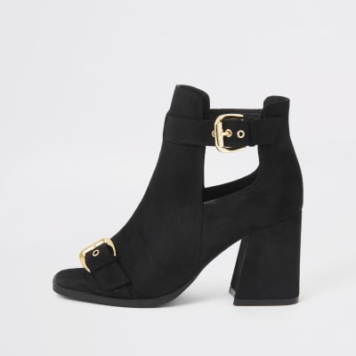 Schwarze Shoe Boots aus Wildlederimitat