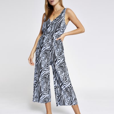 River island cheap blue zebra jumpsuit