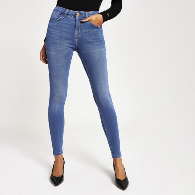 Amelie Skinny Jeans mit halbhohem Bund in leuchtend Blau