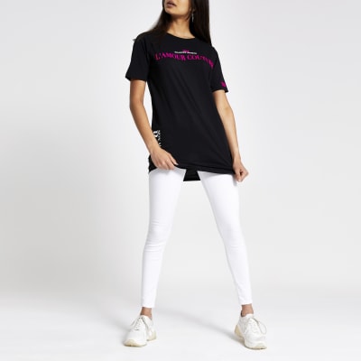 Zwart jumbo T-shirt met neonprint