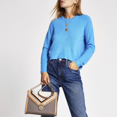 Blauer, langärmliges Pullover