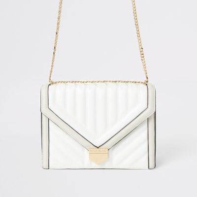 Witte gewatteerde crossbodytas