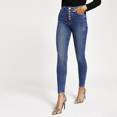 Hailey – Mittelblaue Jeans mit hohem Bund
