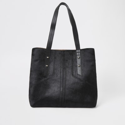 Schwarze Ledertasche