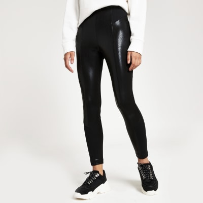 Zwarte skinny legging met slangenprint