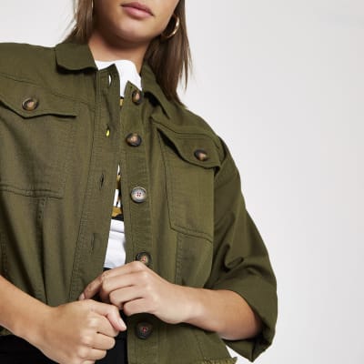 Kurzes Shacket in Khaki