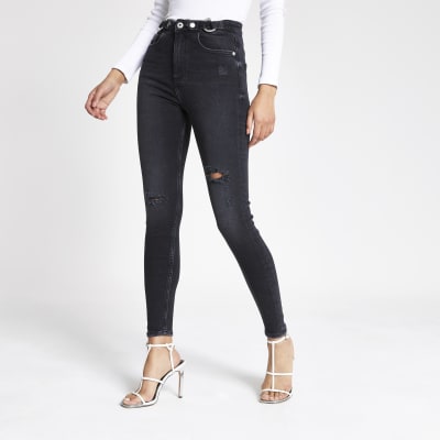Hailey – Schwarze Jeans im Used-Look