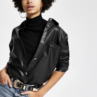 arket leather overshirt