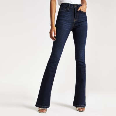 Dunkelblaue Bootcut-Jeans