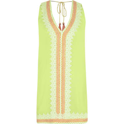 Neon Green Lace Front Beach Dress