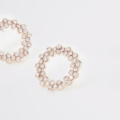 Clous d'oreilles en cercles façon or rose