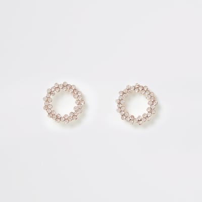 Roségoudkleurige ronde oorknopjes