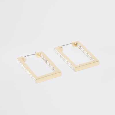 Goldene, rechteckige Creolen