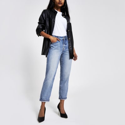 Petite – Mittelblaue Schwangerschaftsjeans mit hohem Bund