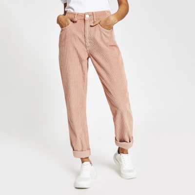 RI Petite - Roze corduroy denim mom jeans