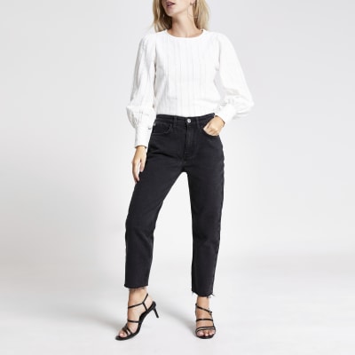 RI Petite - Zwarte jeans met rechte pijpen