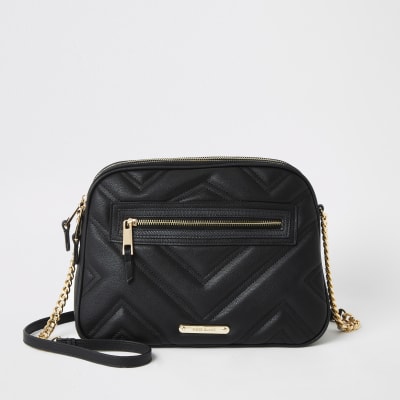 Zwarte gewatteerde crossbodytas