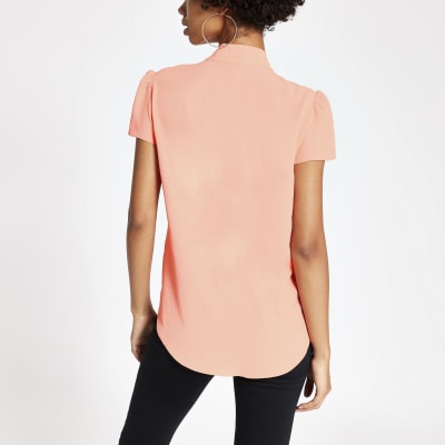 chiffon bubble hem tops